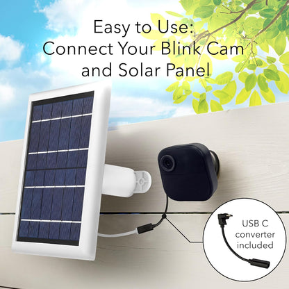 Wasserstein Solar Panel with Internal Battery - Compatible with Blink Outdoor 3/4 & Blink Outdoor 2K+ (New Model) (Black) - Camera NOT Included