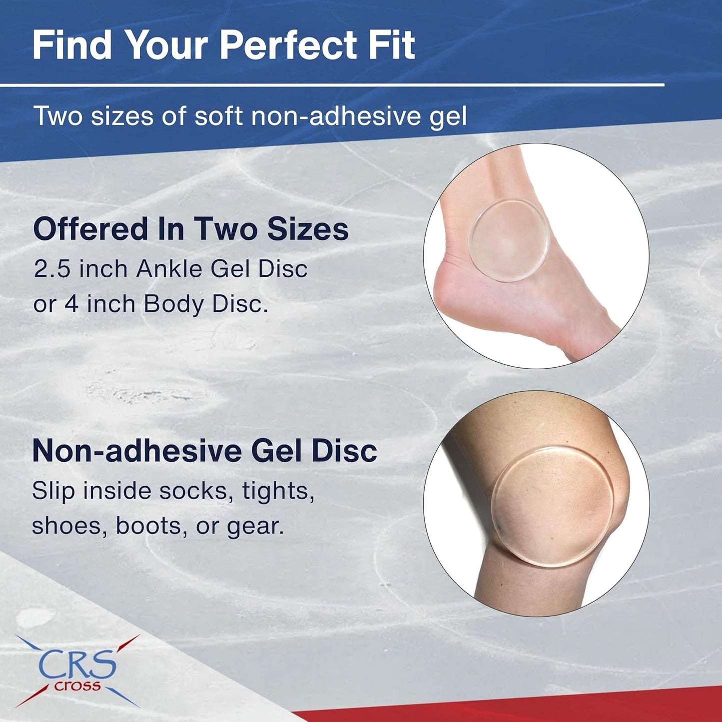 CRS Cross Gel Discs. Ankle Gel Pads. Premium Cushion and Protection for Ice Skates, Hockey, Roller Skating, Inline, Hiking, Riding, and Ski Boots.