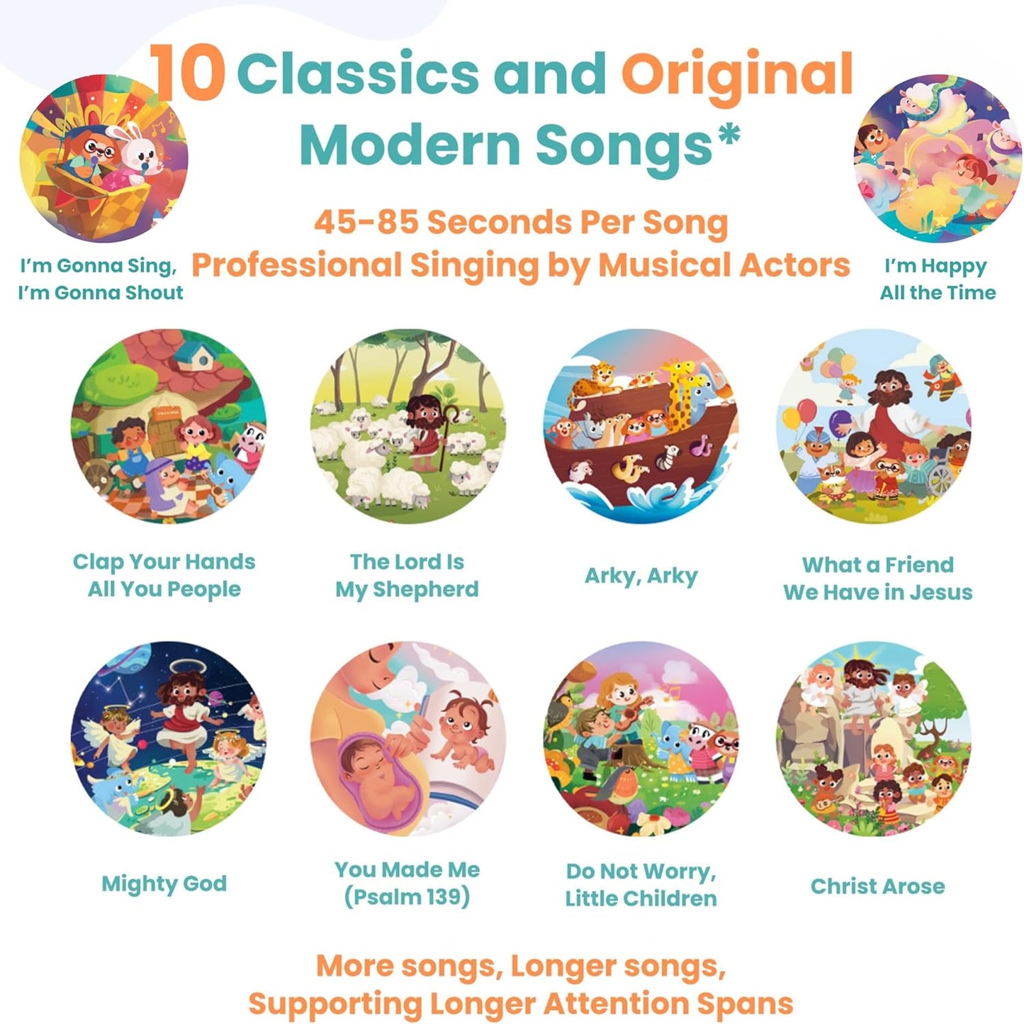 GO GO Bible Story Songs: 10 Toddler Songs, Christian Toys for Toddlers 3-5, Sound Books for Toddlers 1-3