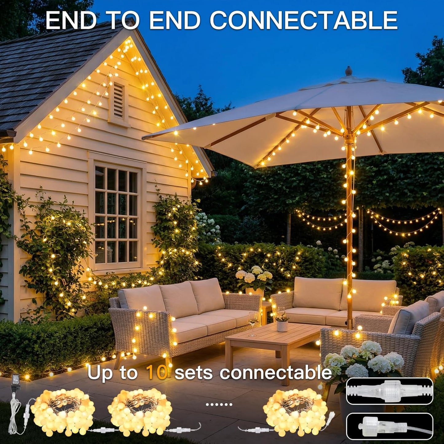 suddus String Lights for Bedroom, 66ft 200 Led Connectable Globe String Lights Indoor, Hanging Fairy Lights Plug in with Remote for Kids Room Dorm Classroom Outdoor Christmas Tree Decor, Warm White