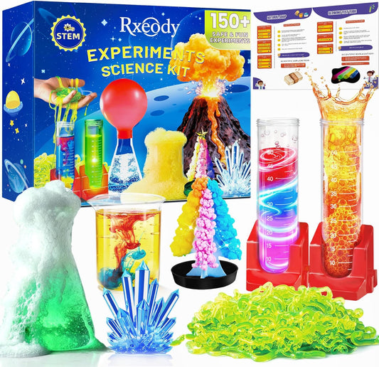 150+ Science Kits for Kids, STEM Activities Educational Science Experiments Gifts with Chemistry Set, Erupting Volcano and Growing Crystal Boys Gilrs Age 4+