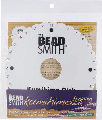 The Beadsmith Round Kumihimo Disk, 6 inch Diameter, 3/8” Thick Dense Foam, Jewelry Tools for Braiding, 1 disks