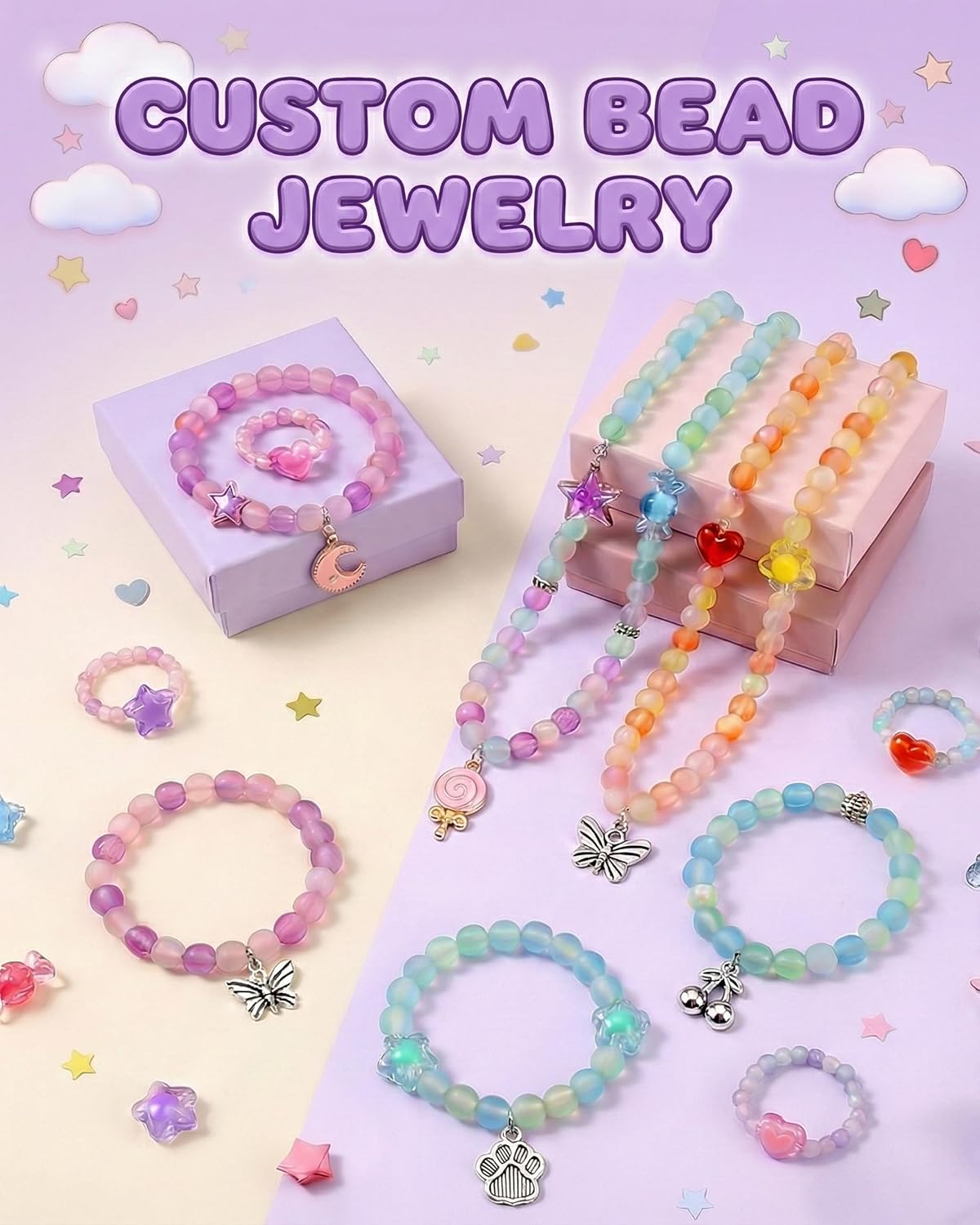 Eohemeral Bracelet Making Kit for Girls 6-12, Jewelry Making Kit with 800 Beads, DIY Bracelet Maker Machine, Built-in Storage & Bead Recycler, Kids Crafts Toy No Batteries Required (Pink)