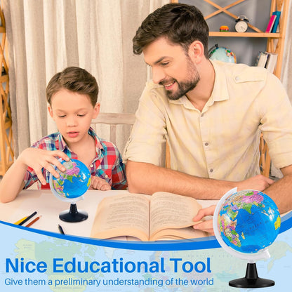 Henoyso 24 Pcs Mini World Globes Bulk for Kids Learning 3.4 Inches Rotating World Map Small Earth Globes with Stand for Classroom Table Decor Desk Centerpieces Decorative Geography Education, Blue