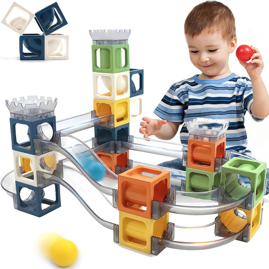 keefun Magnetic Marble Run Building Blocks, 41pcs Marble Runs for Kids 4-8 3-5, STEM Building Toys for Boys 4-6 Toddler Maze Kit Race Track Ball Set Birthday Gift for Age 3 4 5 6 7 8 Construction Game