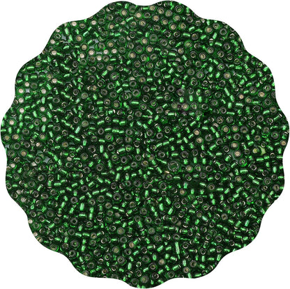 10100 Pcs Size 11/0 Glass Seed Beads, 2 mm Dark Green Small Mini Spacer Loose Pony Beads for Jewelry Making and DIY Crafts - Colors A
