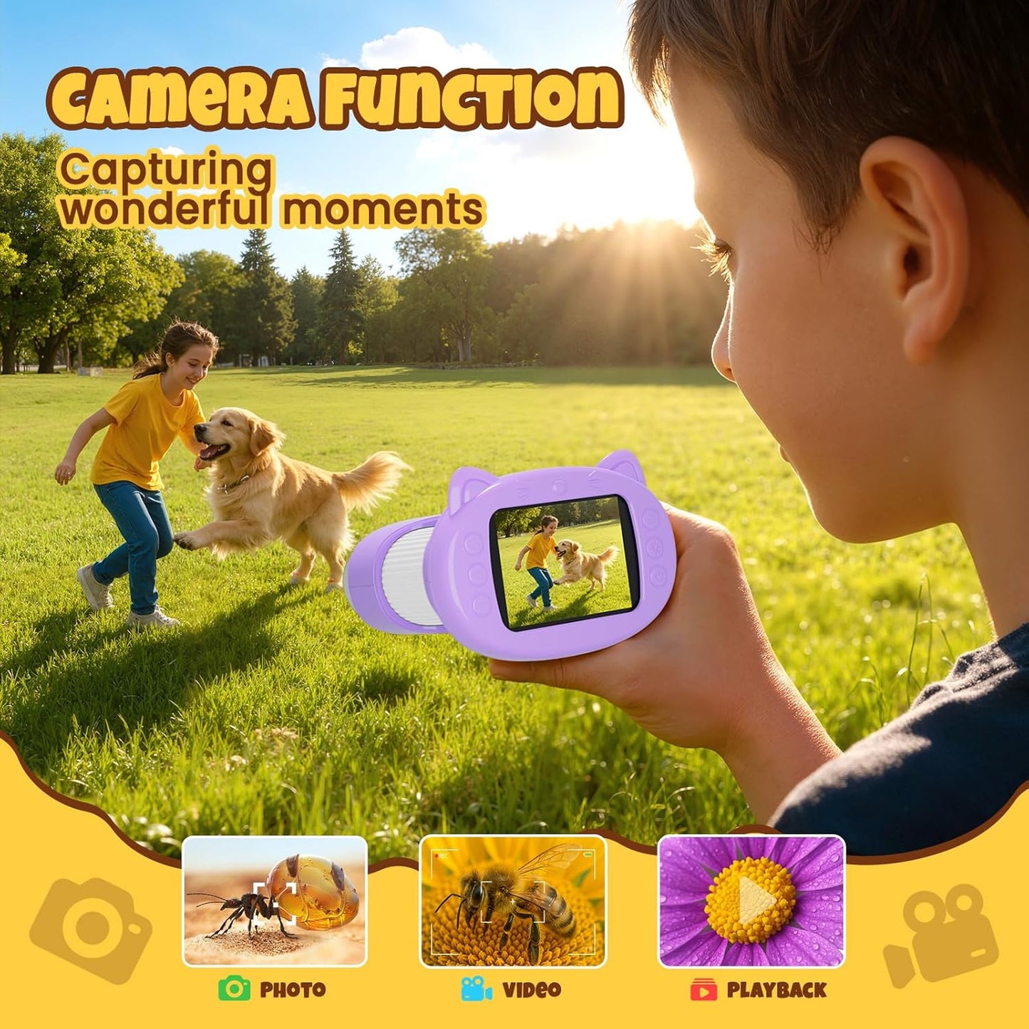 Handheld Digital Mini Microscope for Kids: 1000X 4K Portable Pocket 2.4" Screen Microscopes Toys STEM Electronic Learning Educational Science Kit 8-12 Birthday Gift 4 5 6 7 Year Old Boy Girl (Yellow)