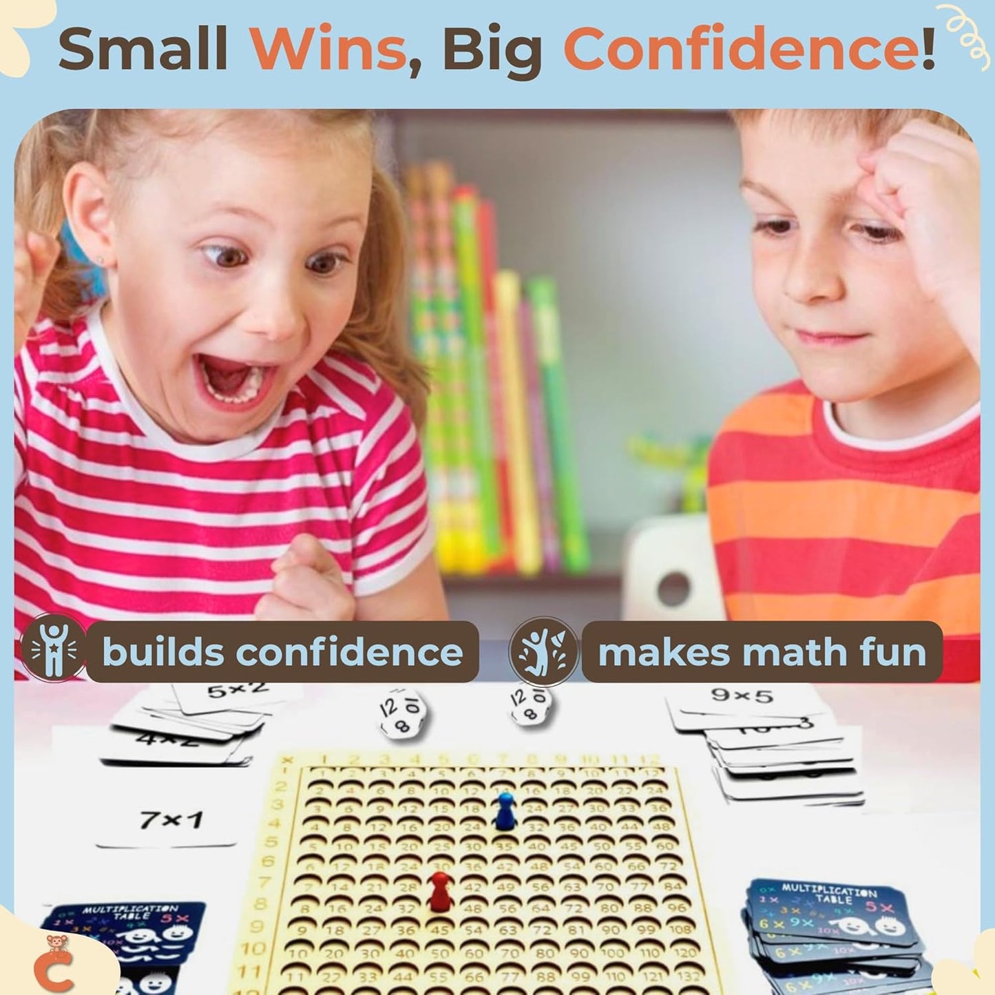 Multiplication Games, 12x12 Wooden Montessori Multiplication Board Game, Larger Size Times Table, Montessori Math Learning Materials, Educational Toy for Toddlers, Preschool Gifts for Kids