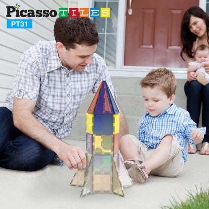 PicassoTiles Window and Door Clip On Magnetic Blocks Magnet Tiles Magnets Building Tile Construction Toy Set STEM Education Toys Learning Kit Stacking Block Playset Boys & Girls Age 3+ PT30