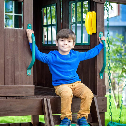3 Pcs Playground Accessories for Kids Outdoor Swing Set Accessories Playground Equipment Pirate Plastic Ship Wheel Toy Telescope Telephone Backyard Outdoor Playhouse Climbing Equipment(Yellow, Green)