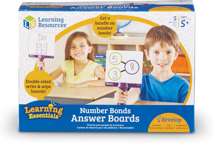 Learning Resources Double-sided Number Bonds Write-and-Wipe Answer Boards, Classroom Accessories, Set of 5, Ages 5+