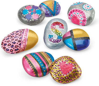 Shimmer ’n Sparkle Metallic Mania Rock Art DIY Painting Rock Craft Kit for Ages 6 and Up