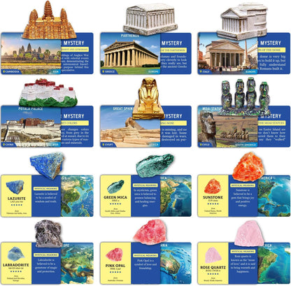 PIBEX Ancient Wonders Dig Kit, Dig up 6 Mystery Historical Landmarks & 6 Treasure Stones, Famous World History Architecture Toy Archaeology Set, STEM History Gift for Kids Age 6-8-12