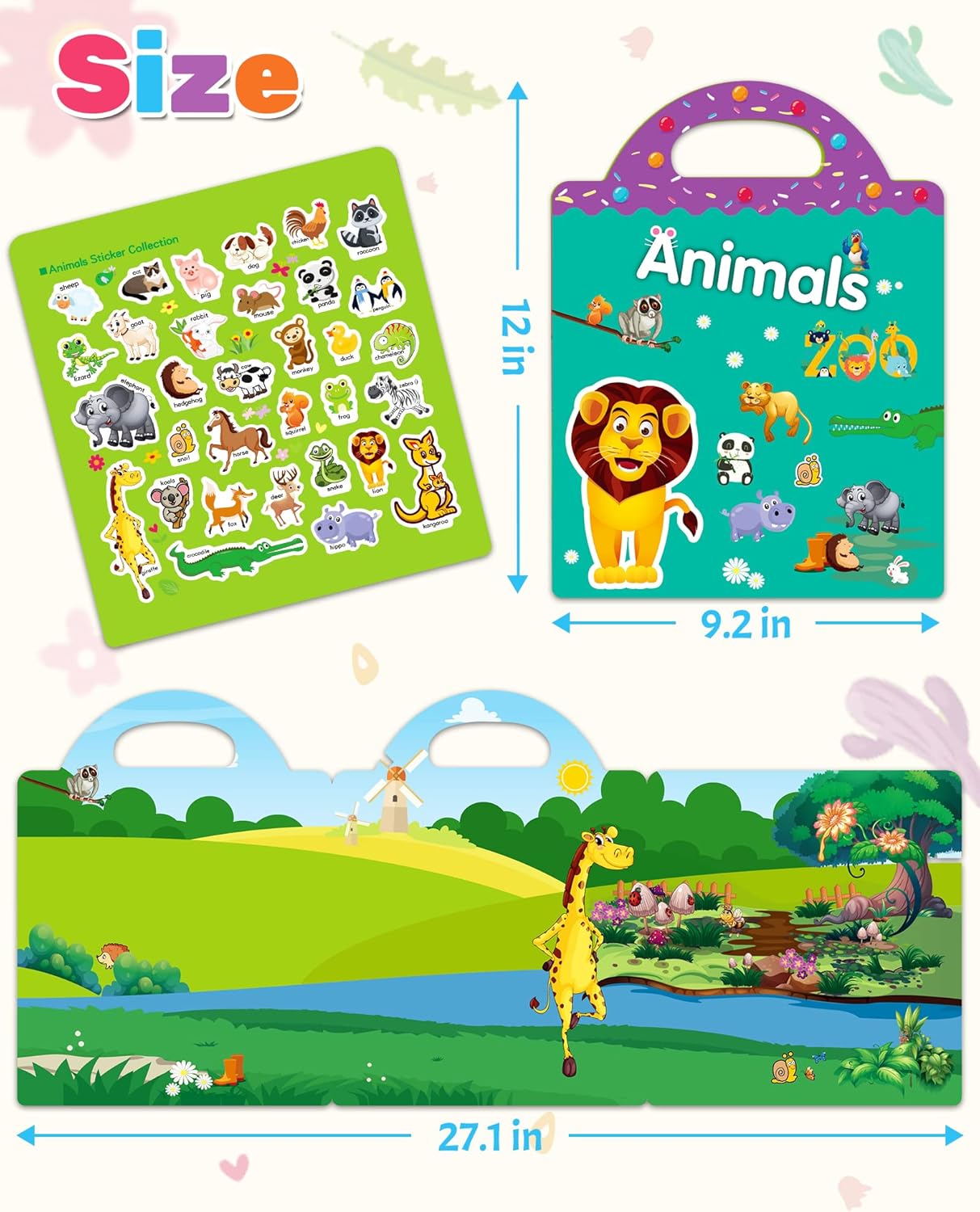 Benresive Reusable Sticker Books for Toddlers, Fun Travel Stickers for Kids, Toddler Sticker Book, Crafts Activities for Toddlers, 3 and Up Birthady Gifts - Vehicle