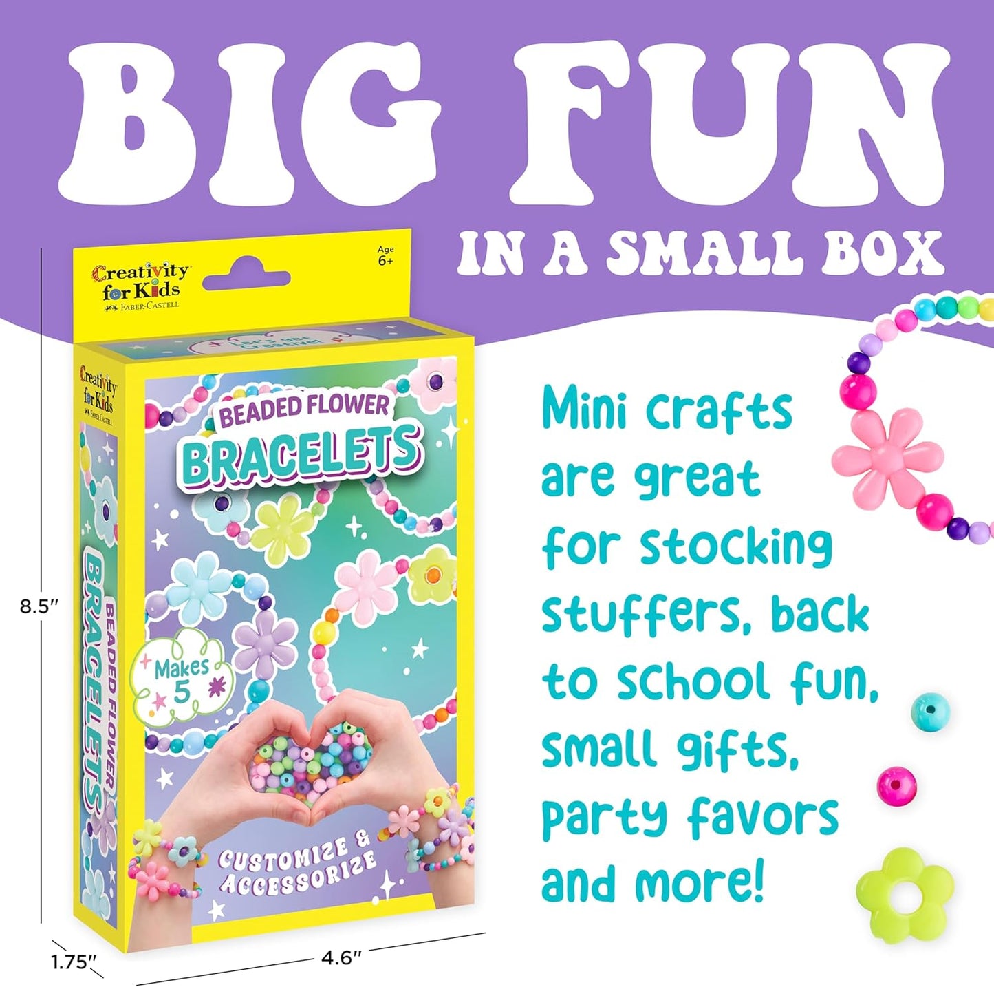 Creativity for Kids Beaded Flower Bracelet Making Kit | DIY Jewelry Craft Kit for Girls | Create 5 Colorful Beaded Bracelets to Wear, Share & Gift | Spring Crafts & Gifts for Mom (Ages 6+)