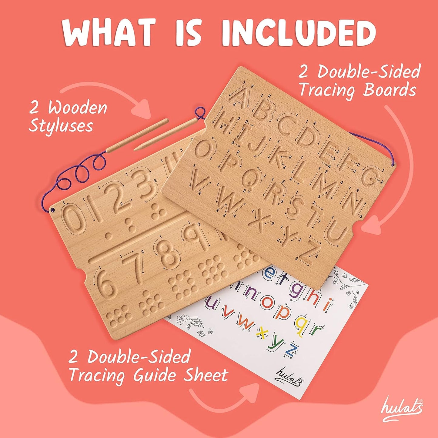 Hulats Learn to Write: Portable Wooden Alphabet Letter Tracing Sensory Pad Board - Toddler Writing Practice for Kids Age 3-5, Montessori Toys for 3+ Year Old, Letter Tracing for Kids 3-5 Writing Tools