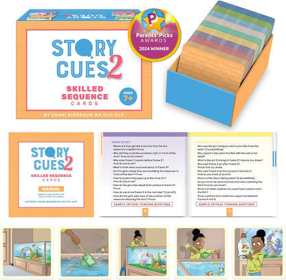 SkillEase Story Cues Skilled Sequencing Cards, Speech Therapy Materials, Social Skills Game, English Language Learners Games, Storytelling Cards, Sentence Building and Picture Cards