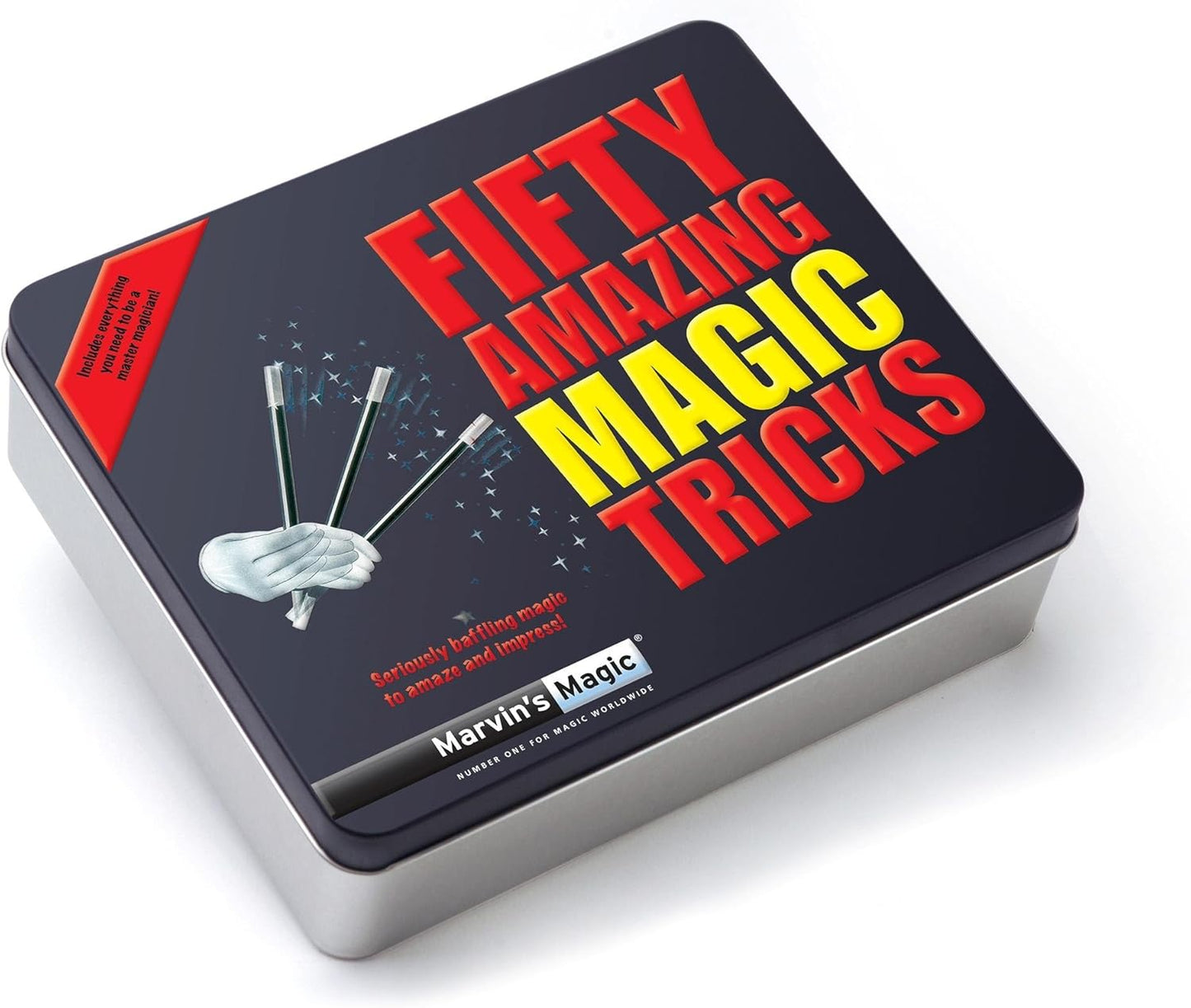 Marvin's Magic - Fifty Greatest Card Tricks Set - Children & Adults Magic Card Deck - Includes Card Illusions, Close up and Mind Reading Tricks - Comes in Gift Set Tin - Suitable for +8 - Cool Stuff