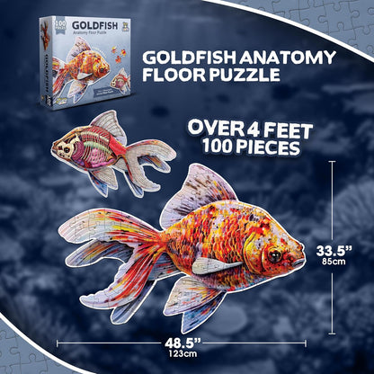 Bullfrog Animal Anatomy Floor Puzzle | 100-Piece Double Sided Jigsaw Puzzle | Large-Sized, Over 4 Feet Scientifically Accurate Illustration of Frog - Fun and Educational Toy for Kids, Toddlers