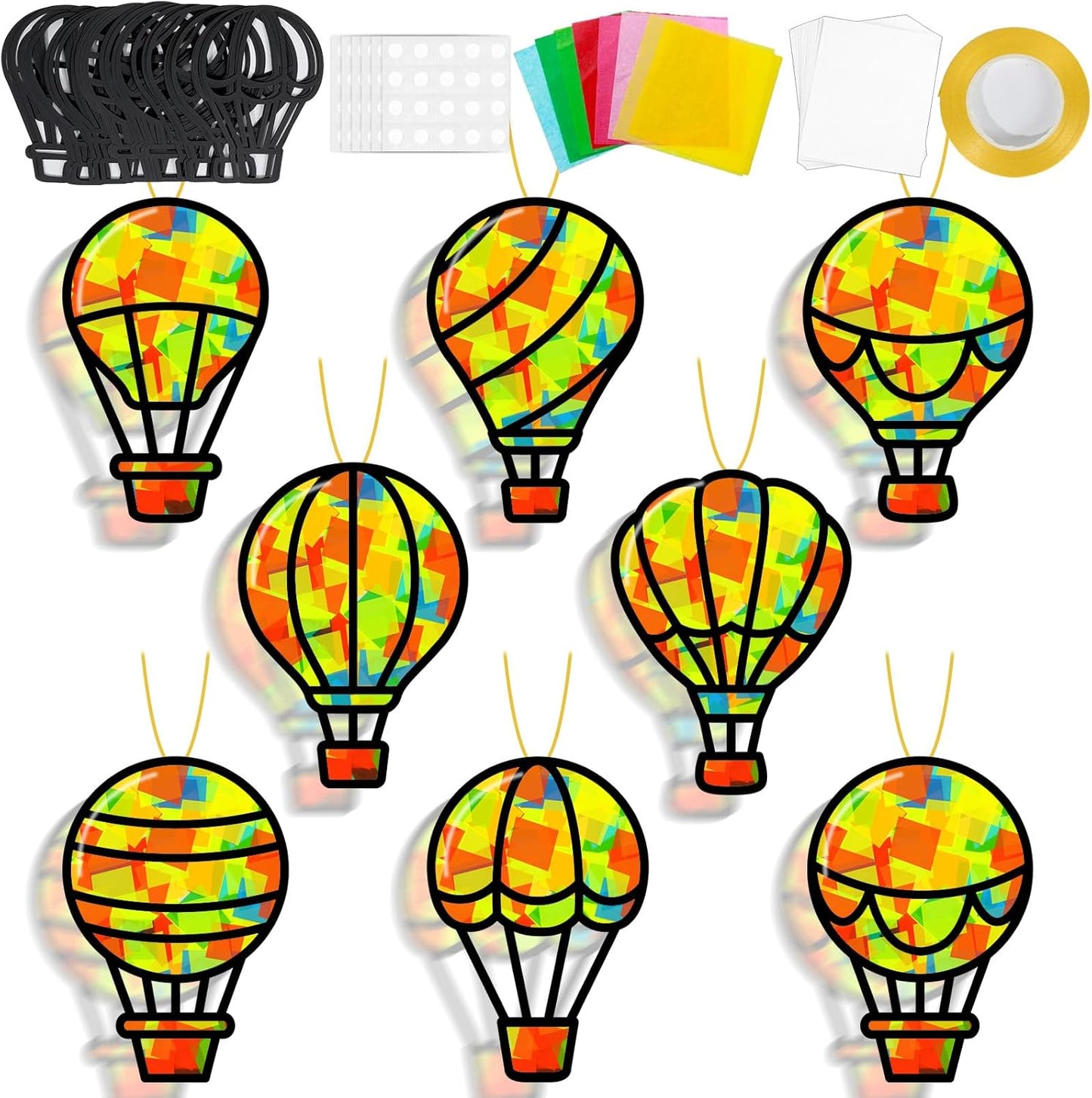 32 Sets Outer Space Suncatchers Craft Kit DIY Window Stained Glass Effect Planet Astronaut Alien Paper Crafts Home School Classroom Decoration Kid Birthday Gift Creative Art Project Activity Game - Colors A