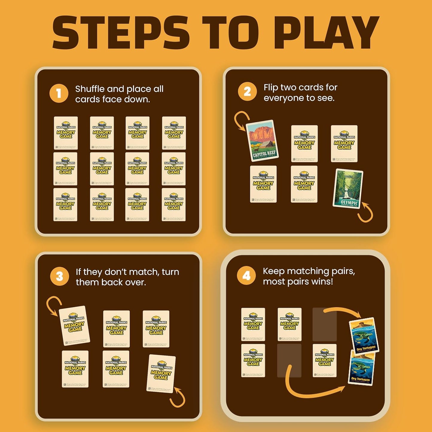 Masterpieces National Parks Memory Game - Fun Family Entertainment for Kids and Adults - Educational, Engaging, and Perfect for Game Night, Classroom Activities, and Interactive Play for All Ages