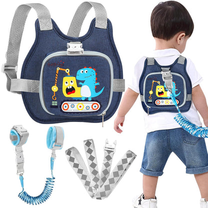Accmor Toddler Harness Leash + Reflective Anti Lost Wrist Link, Cute Car Kids Back Pack with Hand Strap Collapsible Child Walking Restraint Belt Tether Hold Baby Boys Close for Outdoor Travel