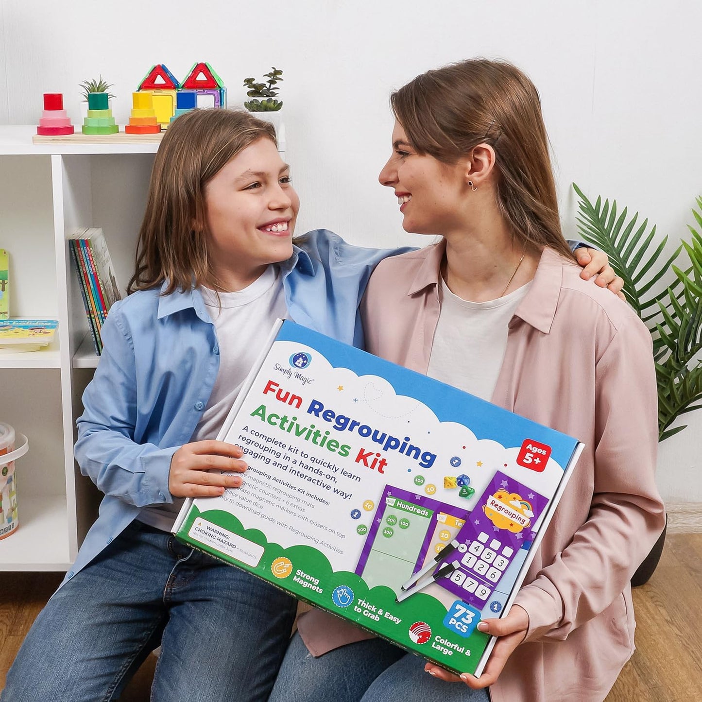 73 PCS Fun Magnetic Regrouping Activities Kit, Place Value Magnets, Magnetic Place Value Chart Mat, Place Value Manipulative 1st 2nd 3rd 4th Grade, Place Value Disks Chips, Base 10 Math - Simply Magic