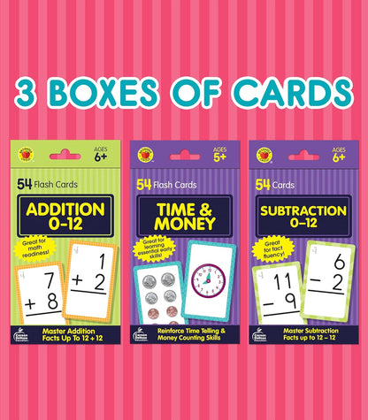 Carson Dellosa Addition, Subtraction, Division, and Multiplication Flash Cards, 4 Sets of Flashcards, Math Games for Kids 8-12, 3rd Grade Mathematics and Up