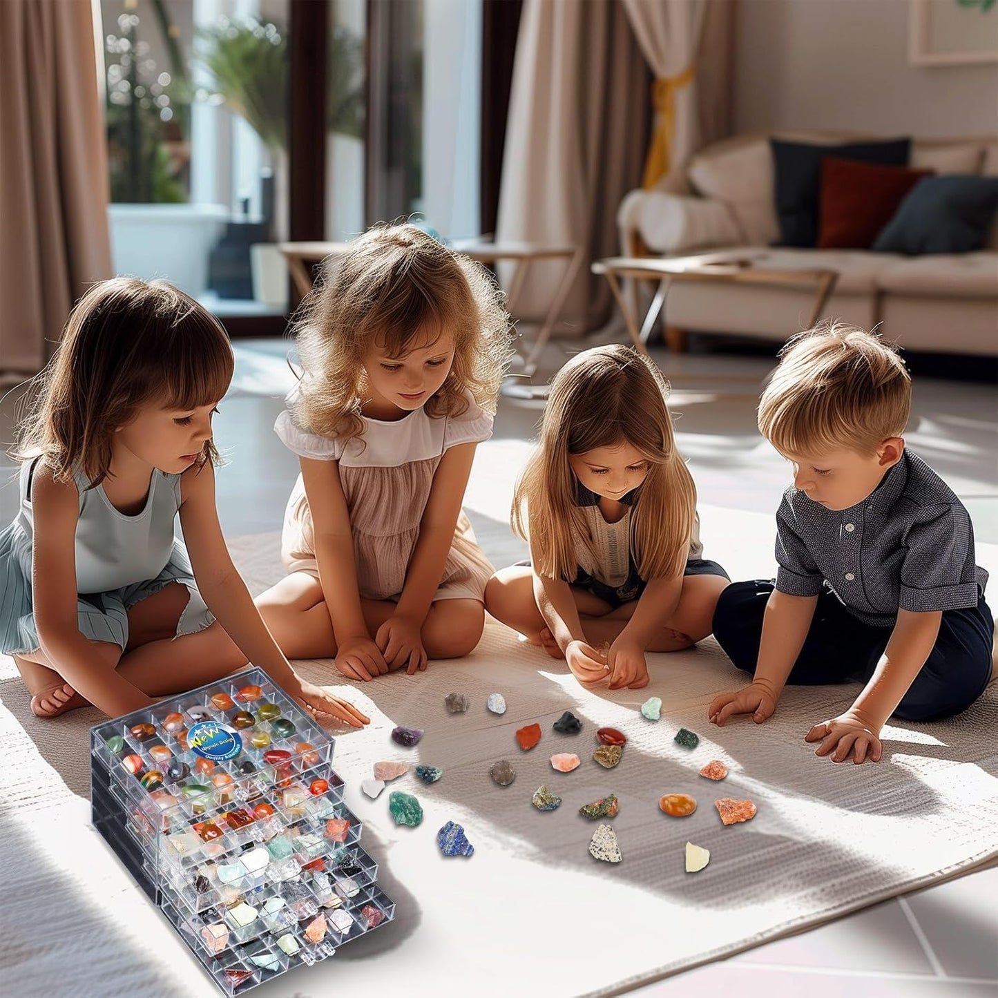 Rock Collection Box for Kids - Display Case for Collectibles - Storage and Display Shelf - Generation 2