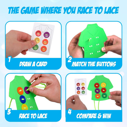 Point Games Lacing Cards Sequence Game - Threading. Sewing, Button Lace Occupational Therapy Toy, Boys & Girls Fine Motor Toys, Educational Preschool Games for Kids Ages 4+