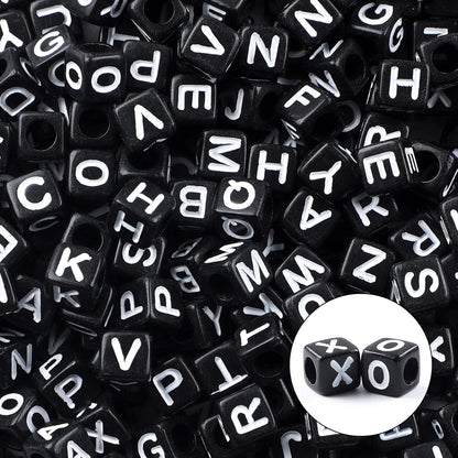 Letter Beads, Augshy 1400 Pcs Morandi Cube Alphabet Bead,Square Letter Beads with 1 Roll 10M Crystal String Cord (6mm)