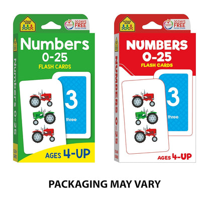 School Zone Numbers 0-25 Flash Cards: Toddler, Preschool, Kindergarten, Learn Math, Addition, Subtraction, Numerical Order, Counting, Problem Solving, Ages 4+, Packaging May Vary