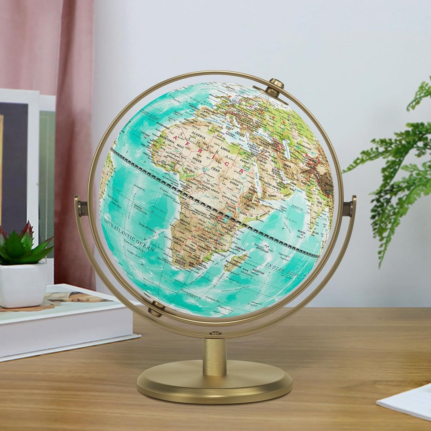 Globe for Kids Illuminated Globes of the World with Stand & Animals Illustrations Earth World Globe Night Light for Kids' Room Decor Classroom Educational Tool Birthday Gift, Dia 8-inch