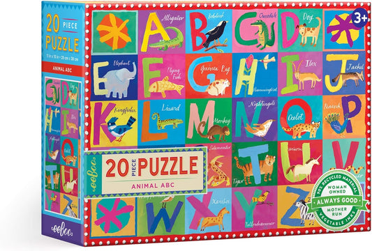 eeBoo: Animal ABC 20 Piece Big Puzzle, Perfect Project for Little Hands, Aids in The Development of Pattern, Shape and Color Recognition, for Ages 3 and up