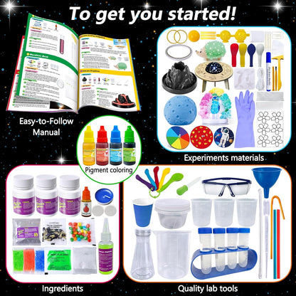 PATIFEED 250 Experiments Kits for Kids, Science S.T.E.M Projects Scientific Toys for Boys Girls Gifts Ideas Birthday Christmas, Erupting Volcano, Planet, Bouncy Ball,Chemistry Scientist Set