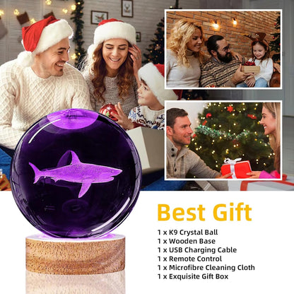 3D Solar System Crystal Ball Night Light with 16 Color LED Wooden Base, Upgraded 3.15 Inch Galaxy Planets Glass Ball Lamps with Remote for Birthday Christmas, Astronomy Space Gifts for Boys Girls