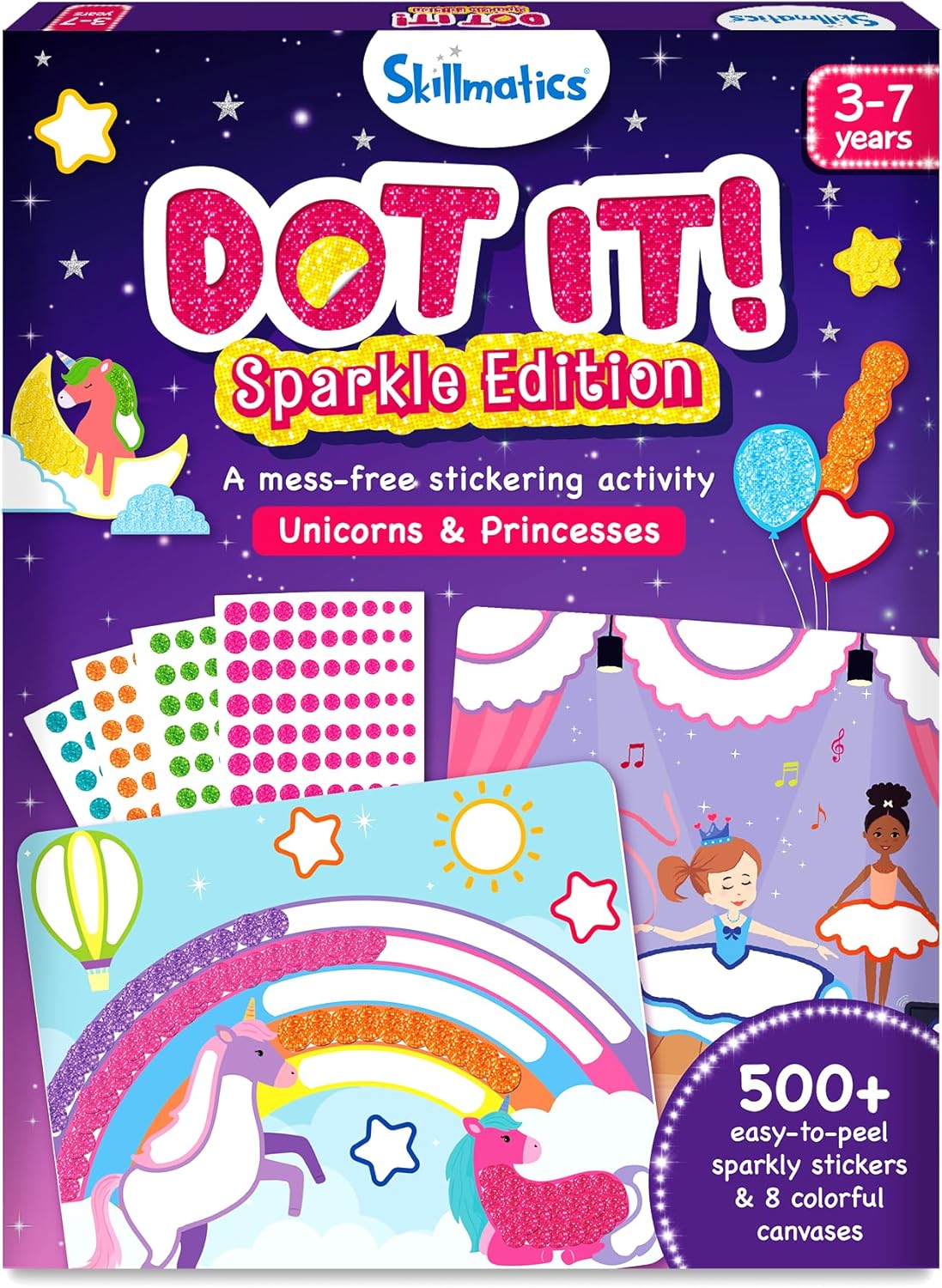 Skillmatics Dot It Sticker Art - Disney Princess, Mess-Free Fun for Kids, 500+ Stickers, Craft Kits, DIY Scrapbooking Activity, Gifts for Girls & Boys Ages 3, 4, 5, 6, 7