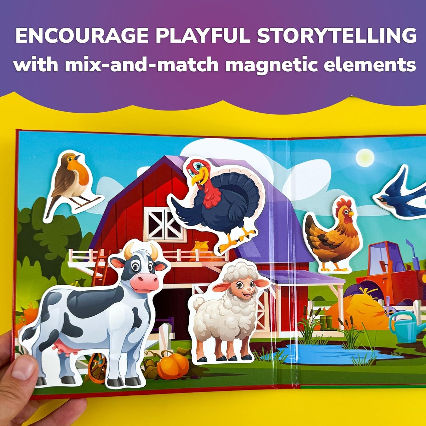 QUOKKA Travel Magnetic Puzzles for Toddlers 1-3 – 20+Pcs Farm Toy Game with Extra-Long Play Book – Fun Travel Game for Kids Ages 3-5 – Strong Magnets for Car Activities – Fun Toddler Puzzle Ages 2-4