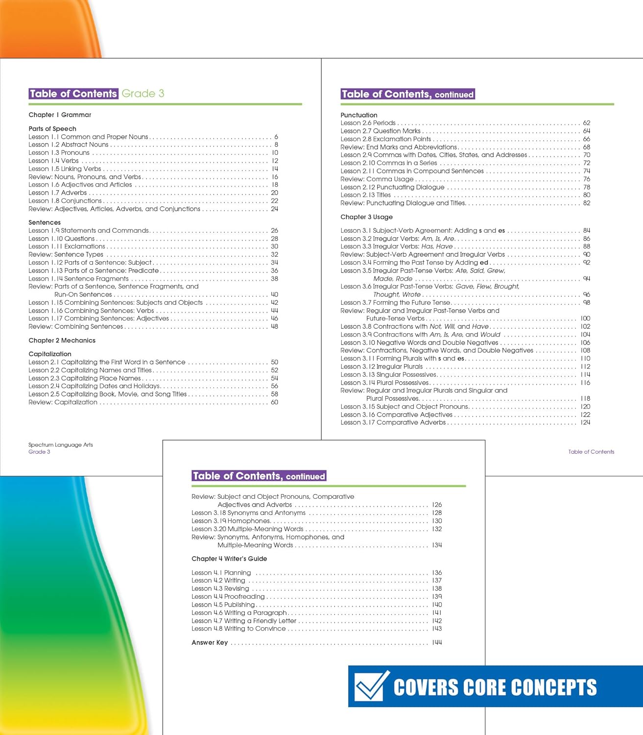 Spectrum Grade 3 Language Arts Workbook, English Grammar, Parts of Speech, Sentence Building Skills, Vocabulary, Punctuation, and More, ELA Classroom or Homeschool Curriculum (Volume 13)