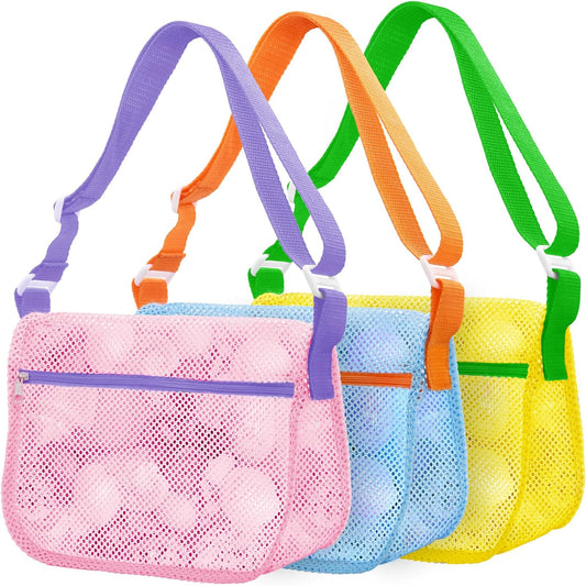 Beach Toy Mesh Beach Bag, 2Pcs Seashell Collecting Bags with Adjustable Shoulder Straps - 2pcs Sand Maker, Detachable Beach Shovels & Sand Rolling Mold, Outdoor Toys and Gifts for Kids