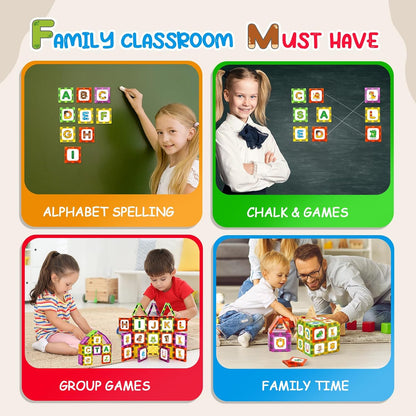 Magnetic Tiles Letters Learning Toys, Animals Alphabet ABC Magnets for Kids 1-3 2-4 3-5, Toddlers Classroom Must Haves Construction Stacking Toys, Teacher Educational Supplies for Preschool Spelling
