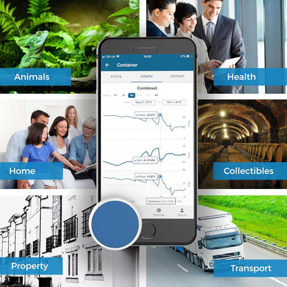Bluetooth Compatible Thermometer, Hygrometer & Dew Point Sensor and Logger, Smart Temperature Humidity Monitor, Unlimited Phone Storage. Simple Data Export. Made in USA