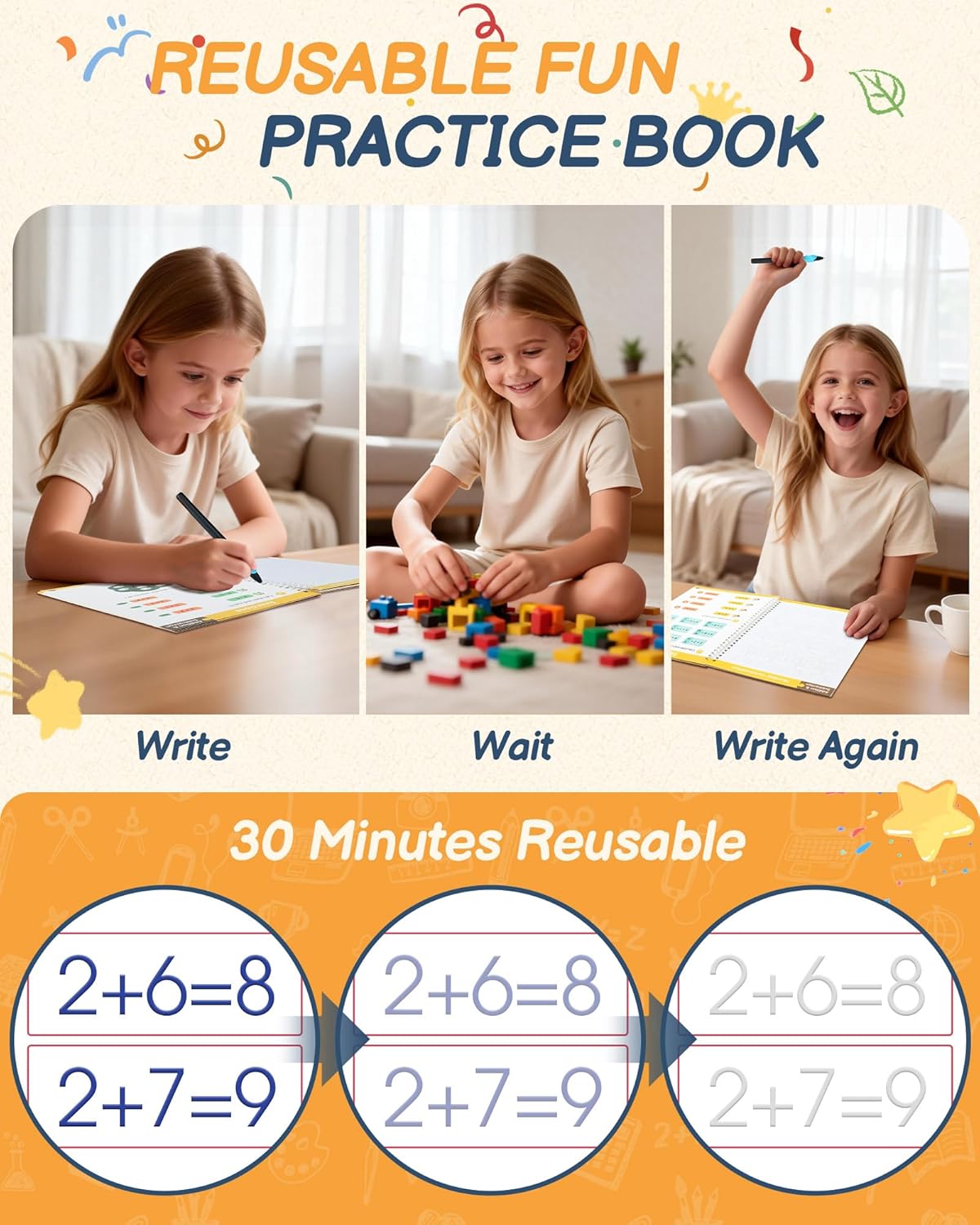 Magic Grooved Writing Practice for Kids Ages 3–8 – 8-Book Reusable 3D Handwriting & Tracing Workbook Kit with Disappearing Ink, Preschool Learning Activity