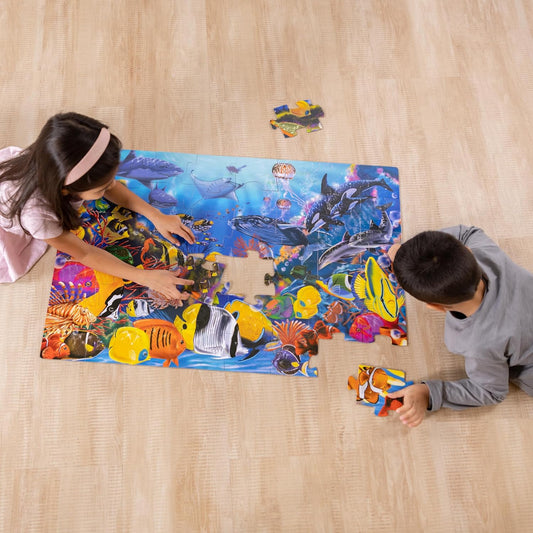 Melissa & Doug Underwater Ocean Floor Puzzle, 48 pc Jumbo Jigsaw Puzzle, Educational Screen Free Activity for Toddler, Preschoolers and Kids Ages 3+ (2 x 3 Feet) - FSC Certified