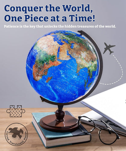 Pintoo Puzzles Pintoo 3-D Puzzle Globe Classic Small 6" Earth Globe Decor with 240 Curved Puzzle Pieces - Globes of The World for Unisex Adults, Explorers, Business, Home Decoration [A3751]