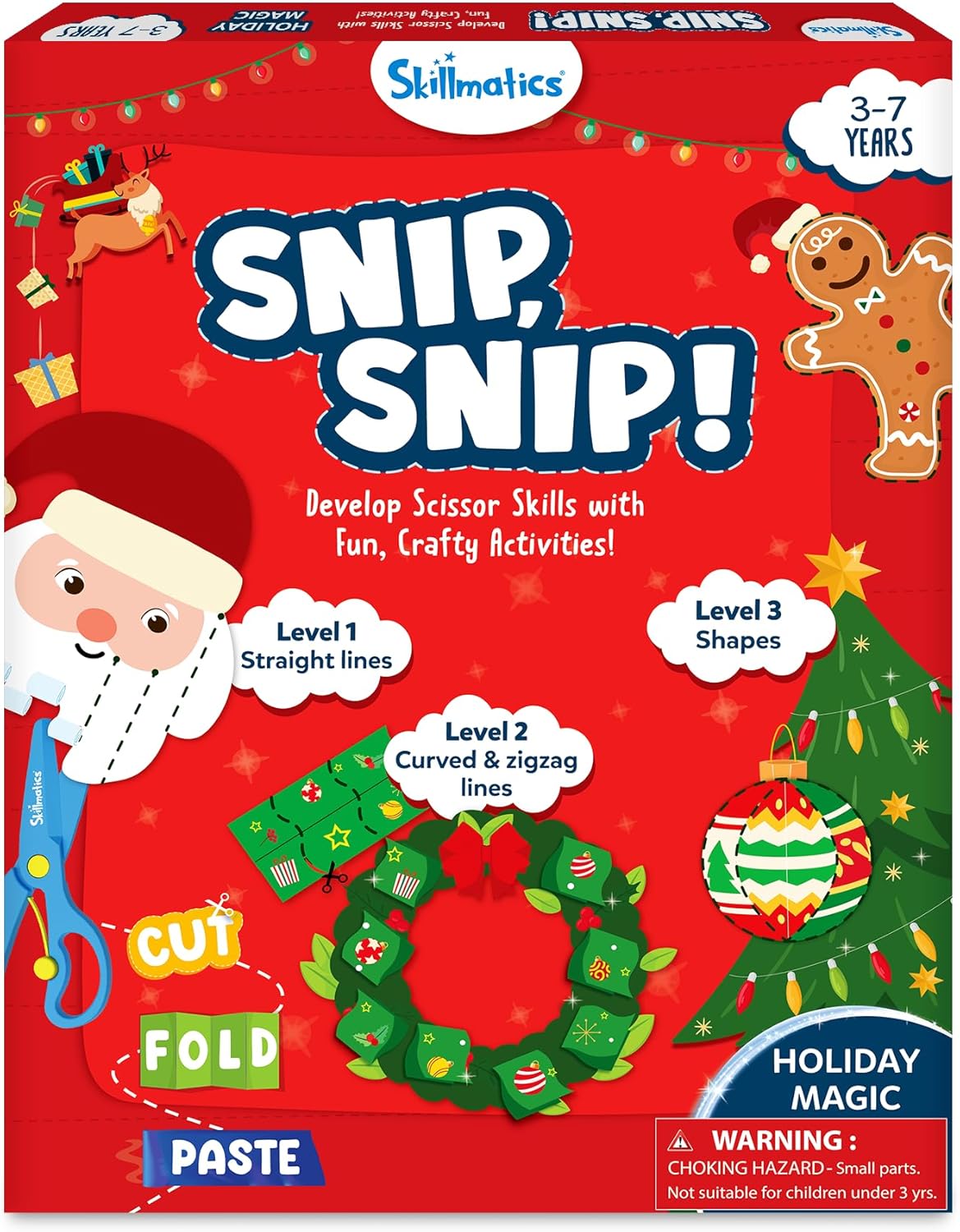 Skillmatics Scissor Skills Activity Book - Snip Snip, 25 Cutting Activities for Preschoolers, Felt Craft Kit, 2 Child-Safe Scissors, Fine Motor Skills, Screen-Free Fun, Gifts for Kids Ages 3-7