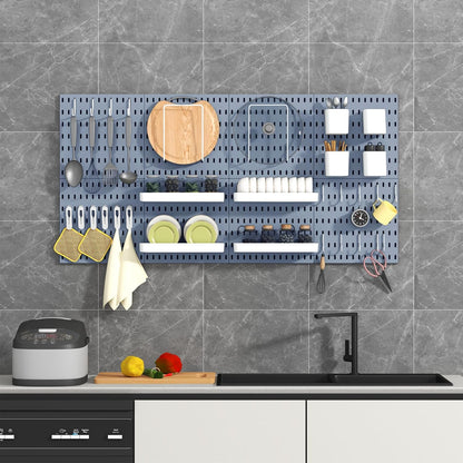 Pegboard Combination Kit, 8 Peg Boards and 30 Accessories Modular Hanging Black Pegboard for Walls, Office Wall Organizer, Keys Holder on Wall, Nursery Storage, 44"x22" Black