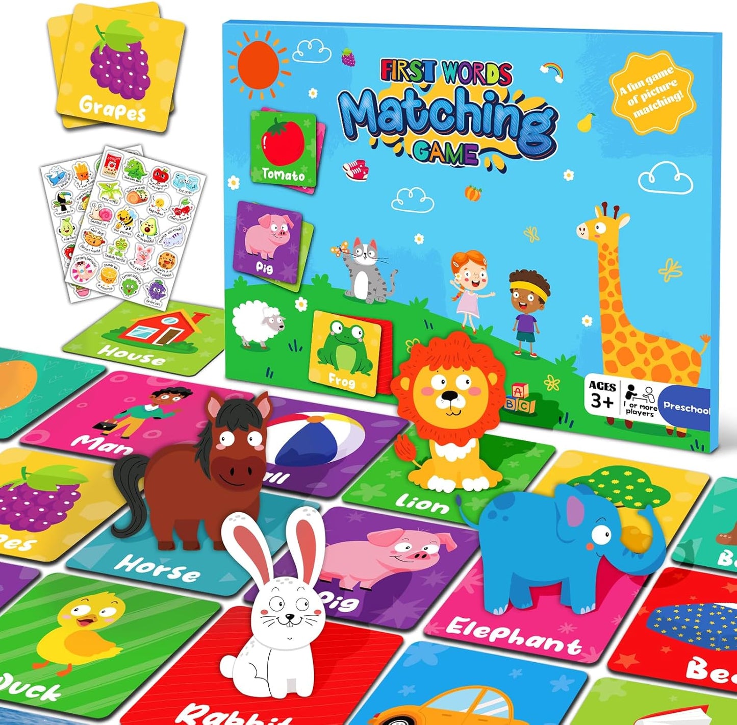 zheyistep 100 PCS Animal Matching Game for Kids Toddlers Memory Game, Animal Match Game Concentration Card Game for Boys Girls Preschool Learning Activities