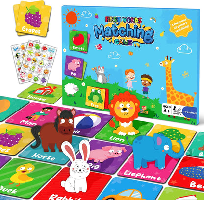 zheyistep 100 PCS Animal Matching Game for Kids Toddlers Memory Game, Animal Match Game Concentration Card Game for Boys Girls Preschool Learning Activities