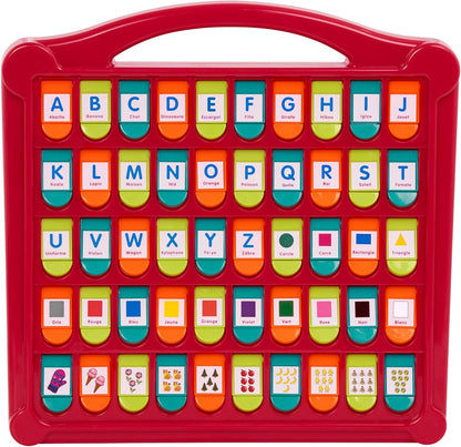 Battat - Alphabet Cache-Cache - French Alphabet Toy for Learning - 50 Pop-Up Flaps - Letters, Words, Numbers, Colors, Shapes - Educational Toy for Toddlers, Kids - 3 Years +